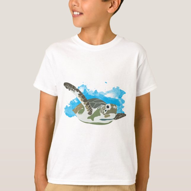 Sea Turtle Swimming T Shirt (Framsida)