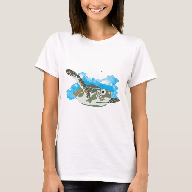 Sea Turtle Swimming T Shirt (Framsida)