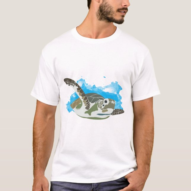 Sea Turtle Swimming T Shirt (Framsida)