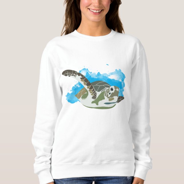 Sea Turtle Swimming T Shirt (Framsida)