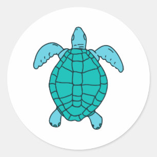 Sea Turtle Swimming Teckning Runt Klistermärke