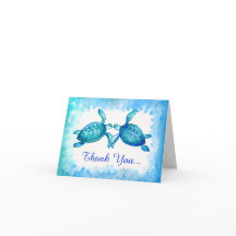 Sea Turtle Tackkort Cards | Blå Grönt Teal