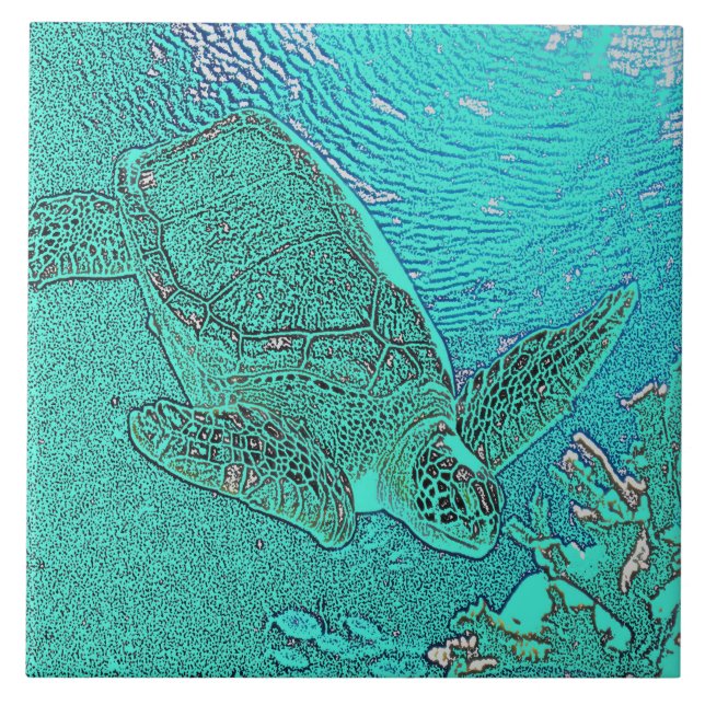 Sea Turtle Tile Kakelplatta (Framsidan)