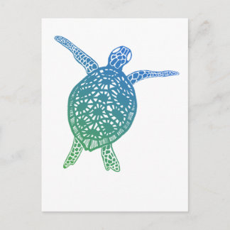 Sea Turtle Tortoise Skydda planeten Grönt Blue Vykort