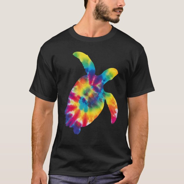 Sea Turtle Tortoise Tie Dye T Shirt (Framsida)