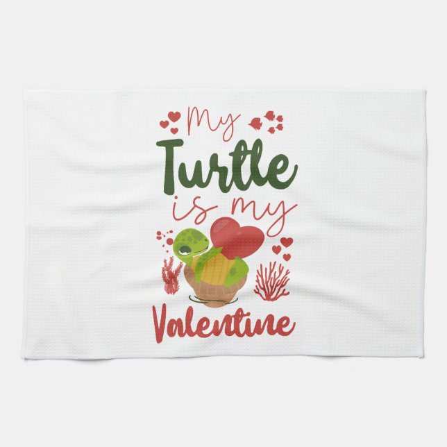 Sea Turtle Tortoise Valentines Day    Kökshandduk (Horisontell)