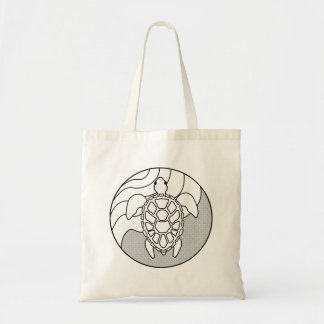 Sea Turtle Tote Bag, Hand plockade Tygkasse