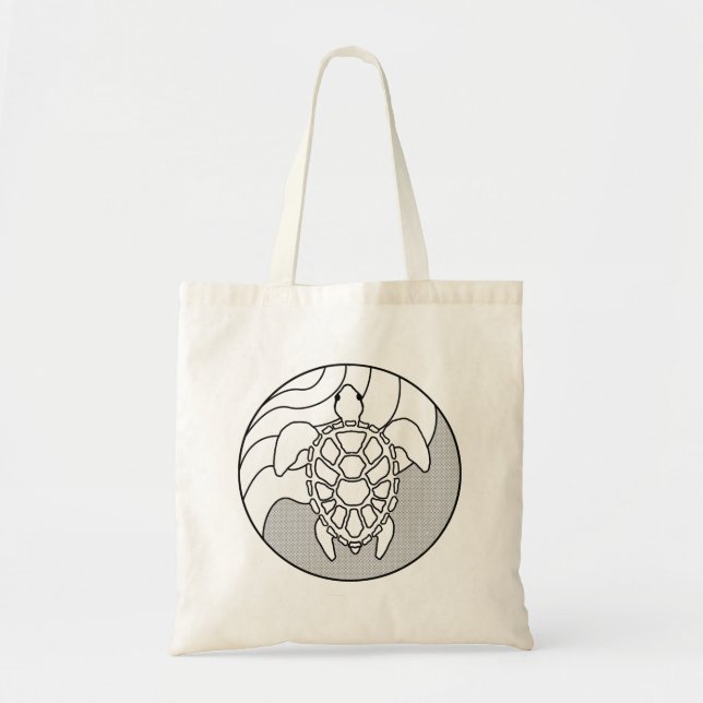 Sea Turtle Tote Bag, Hand plockade Tygkasse (Framsidan)