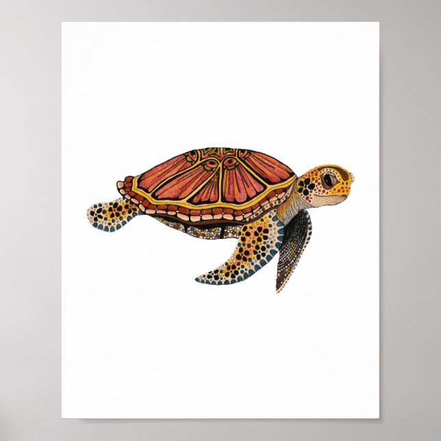 Sea Turtle Totem Animal Poster (Framsidan)