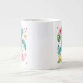 Sea Turtle Tropical Flowers, sommar Jumbo Mugg