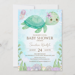 Sea Turtle under Sea Baby Shower Inbjudningar
