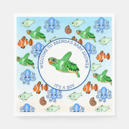 Sea Turtle under Sea Thélig Baby Shower Pappersservett