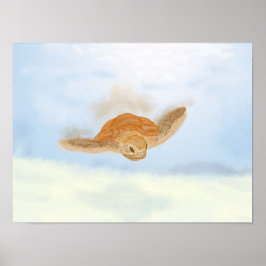 Sea Turtle under Vatten. Poster
