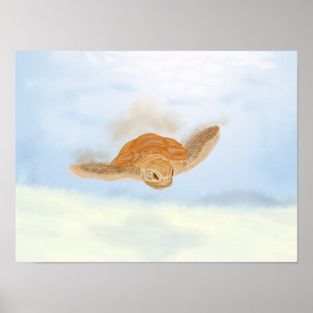 Sea Turtle under Vatten. Poster (Framsidan)