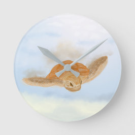 Sea Turtle under Vatten. Rund Klocka