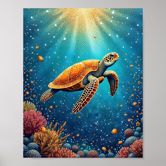 Sea Turtle Underwater Poster (Framsidan)