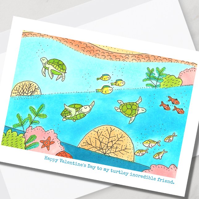Sea Turtle Valentindagen Julkort (Skapare uppladdad)