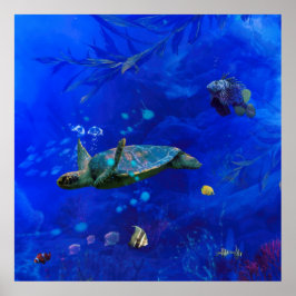 SEA TURTLE-VINDEN PÅ VATTEN POSTER