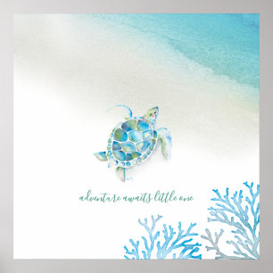 Sea Turtle Wall Art for Nursery Poster