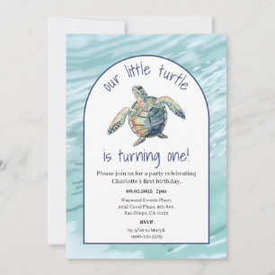Sea Turtle Watercolor Birthday Inbjudan