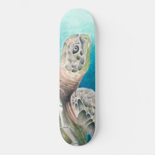 Sea Turtle Watercolor Grönt Mini Skateboard Bräda 18,5 Cm