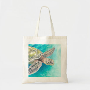 Sea Turtle Watercolor Grönt Tygkasse