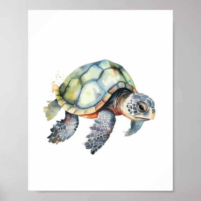 Sea Turtle Watercolor Poster (Framsidan)