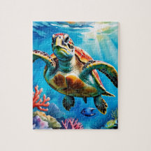 Sea Turtle Watercolor Tropical Ocean