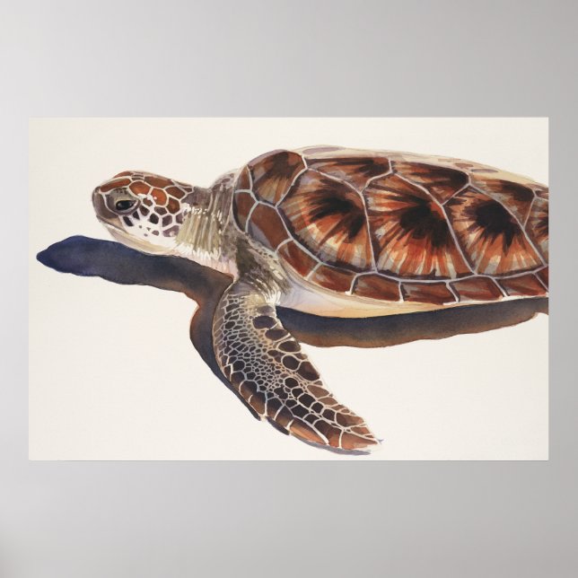 Sea Turtle Wildlife Watercolor Art Poster (Framsidan)
