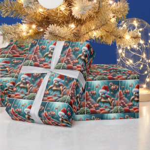 Sea Turtle with Santa Hat Presentpapper