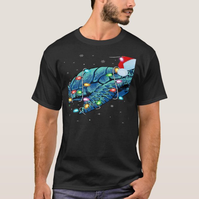 Sea Turtle Xmas Lighting Santa Hat Sea Turtle Chri T Shirt (Framsida)