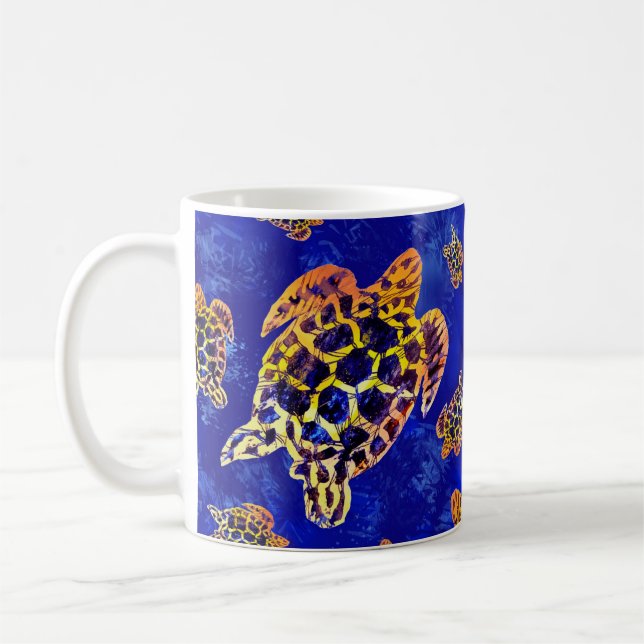 Sea Turtles Batik African Art Kaffemugg (Vänster)