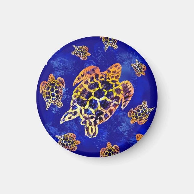 Sea Turtles Batik African Art Magnet (Framsidan)