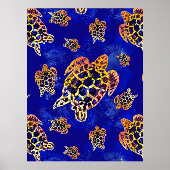 Sea Turtles Batik African Art Poster (Framsidan)