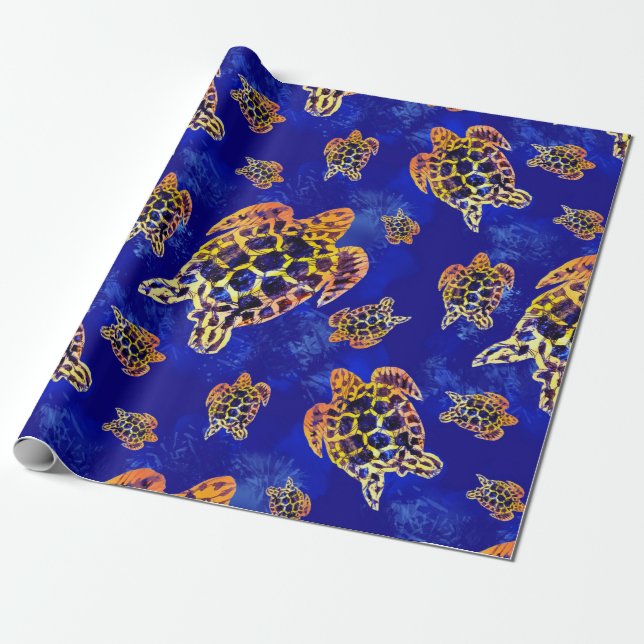Sea Turtles Batik African Art Presentpapper (Utrullad)