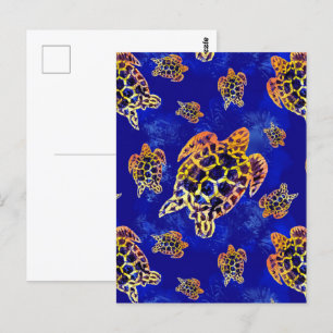 Sea Turtles Batik African Art Vykort