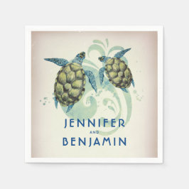 Sea Turtles Beach Tropical Bröllop Pappersservett