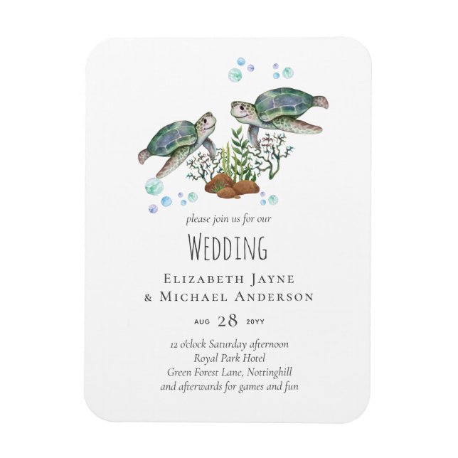 Sea Turtles Beach Wedding Magnet (Vertikal)