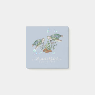 Sea Turtles Beach Wedding Post-it Block