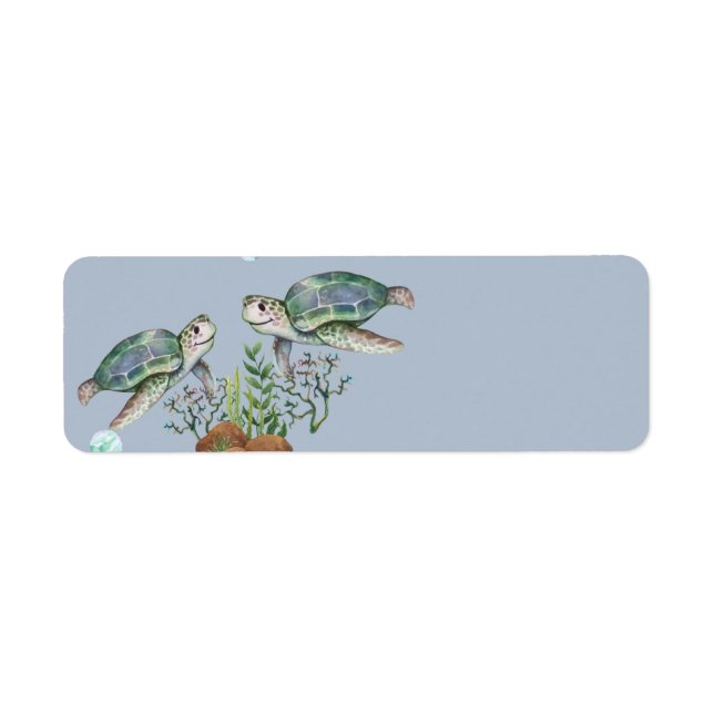 Sea Turtles Beach Wedding Returadress Etikett (Framsidan)