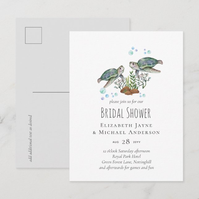 Sea Turtles Beach Wedding Vykort (Fram/baksida)