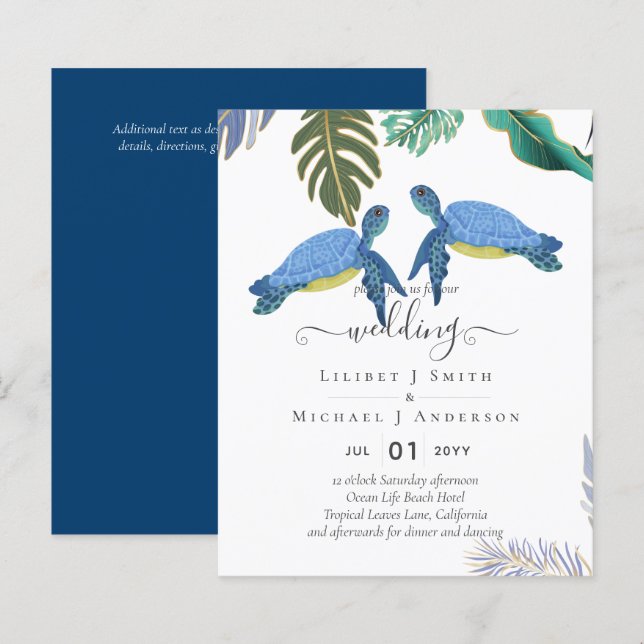 Sea Turtles Bröllop Blue Gult (Fram/baksida)