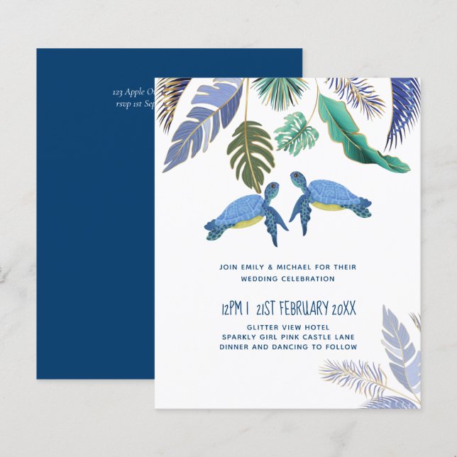 Sea Turtles Bröllop Blue Gult (Fram/baksida)