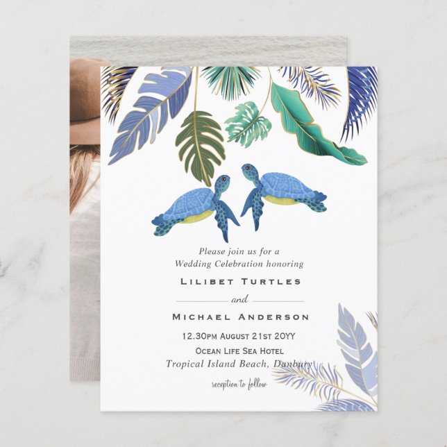 Sea Turtles Bröllop Blue Gult (Fram/baksida)
