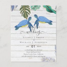 Sea Turtles Bröllop Blue Gult Flygblad