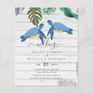 Sea Turtles Bröllop Blue Gult Flygblad