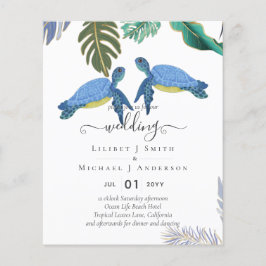 Sea Turtles Bröllop Blue Gult Flygblad