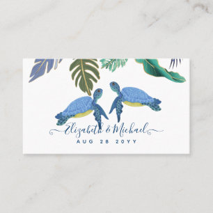 Sea Turtles Bröllop Blue Gult Visitkort