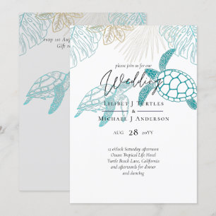 Sea Turtles Bröllop Modern Line Art