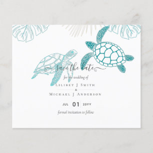 Sea Turtles Bröllop Modern Line Art Flygblad